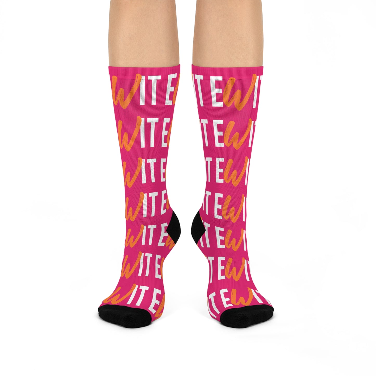 Empowered Pink Cushioned Crew Socks