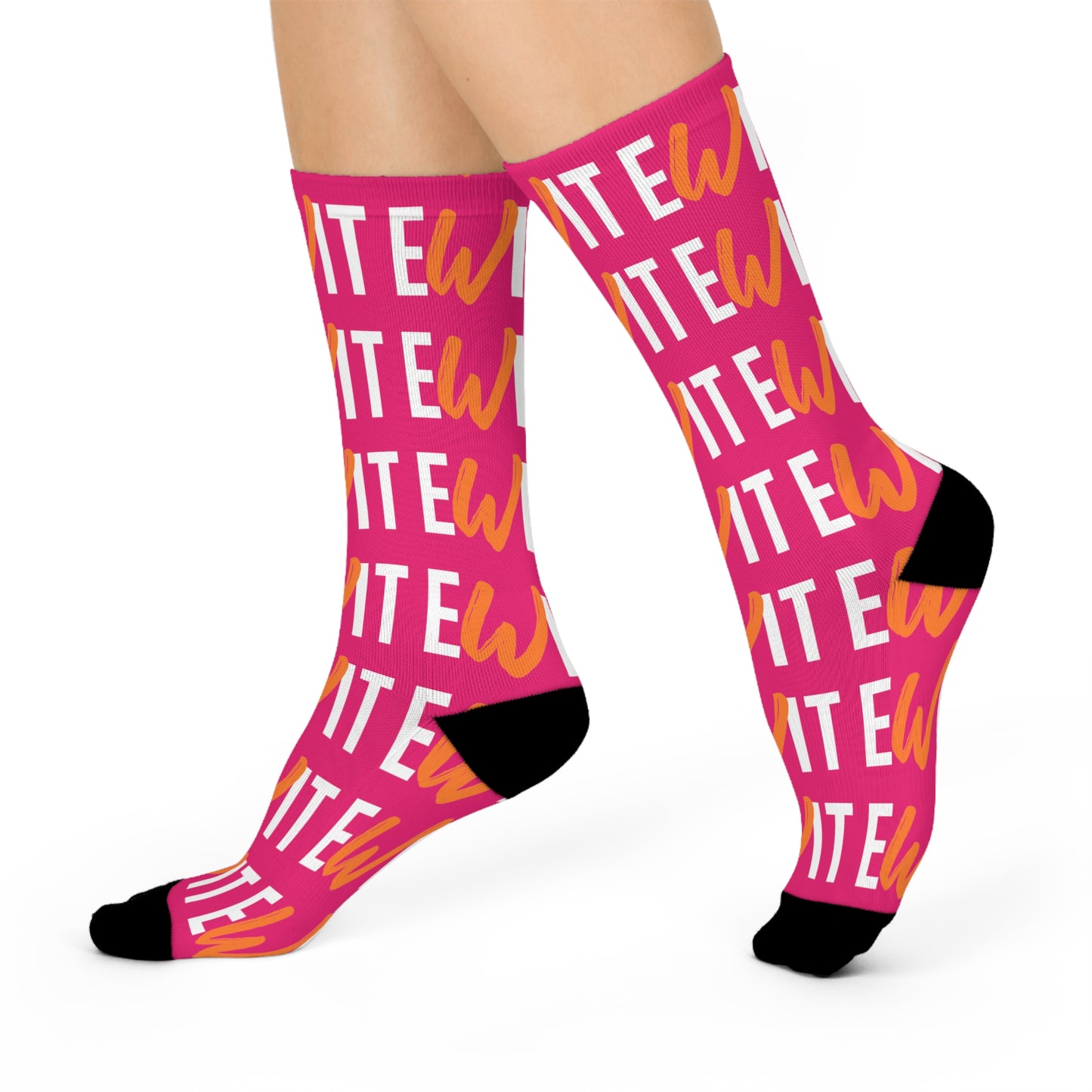 Empowered Pink Cushioned Crew Socks