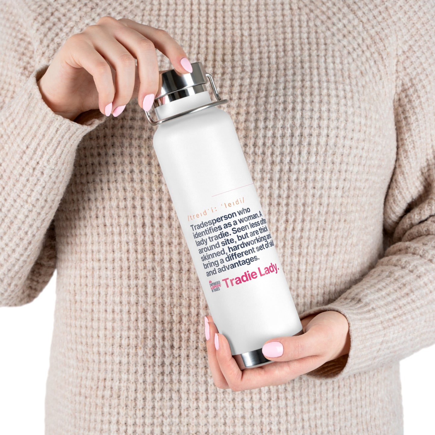 'Tradie Lady' White Insulated Bottle